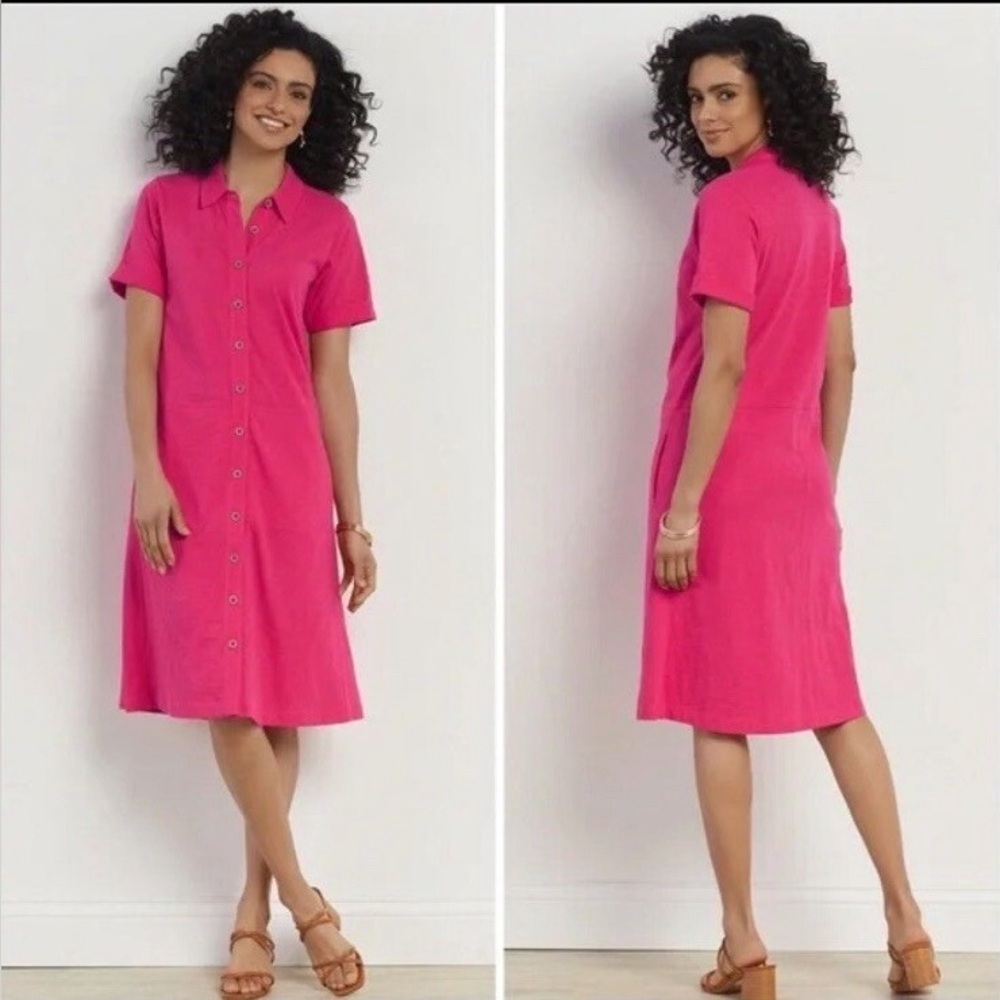 Soft Surroundings Pink Polo Button Down Shirt
